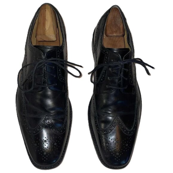 Cole Haan Men's 11.5M Black Leather Wingtip Derby Brogue Dress Shoes C0768 - Picture 1 of 5